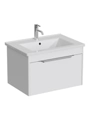 Britton Bathrooms Matt White Chrome Shoreditch Single Drawer Vanity Unit Basin 620mm - Image 2 of 3