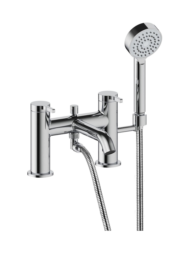Britton Bathrooms White Chrome Reuse Bath with Bath Shower Mixer 370 x 1500mm - Image 3 of 3