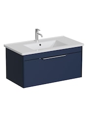 Britton Bathrooms Matt Blue Chrome Shoreditch Single Drawer Vanity Unit with Basin 820mm - Image 2 of 3