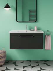 Britton Bathrooms Matt Grey Chrome Shoreditch Single Drawer Vanity Unit with Basin 820mm - Image 1 of 3