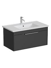 Britton Bathrooms Matt Grey Chrome Shoreditch Single Drawer Vanity Unit with Basin 820mm - Image 2 of 3