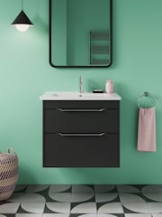 Britton Bathrooms Matt Grey Chrome Shoreditch Double Drawer Vanity Unit Basin 620mm - Image 1 of 3