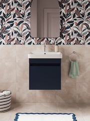 Britton Bathrooms Matt Blue Dalston Vanity Unit with Chrome Mixer Basin 458mm - Image 1 of 3