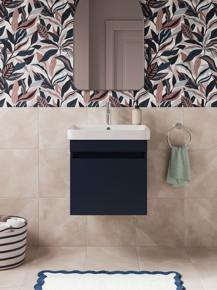 Britton Bathrooms Matt Blue Dalston Vanity Unit with Chrome Mixer Basin 458mm - Image 1 of 3