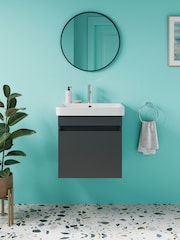 Britton Bathrooms Matt Grey Dalston Vanity Unit with Chrome Mixer Basin 458mm - Image 1 of 3