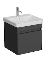 Britton Bathrooms Matt Grey Dalston Vanity Unit with Chrome Mixer Basin 458mm - Image 2 of 3