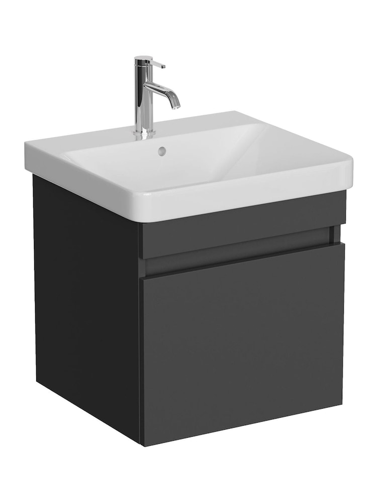 Britton Bathrooms Matt Grey Dalston Vanity Unit with Chrome Mixer Basin 458mm - Image 2 of 3