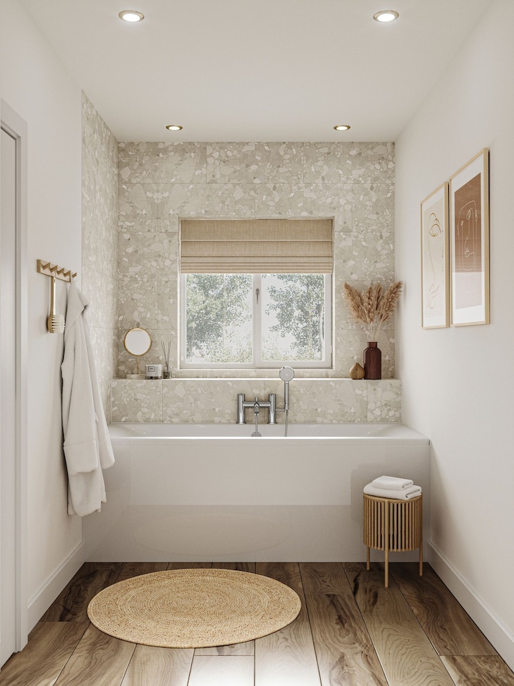 Britton Bathrooms White Chrome Verde Bath with Bath Shower Mixer 145 x 1800mm - Image 1 of 3