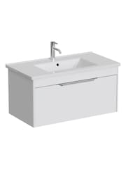 Britton Bathrooms Matt White Chrome Shoreditch Single Drawer Vanity Unit with Basin 820mm - Image 2 of 3