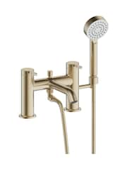 Britton Bathrooms White Brushed Brass Reuse Bath with Bath Shower Mixer 370 x 1500mm - Image 3 of 3