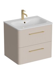 Britton Bathrooms Warm Beige Camberwell Vanity Unit with Brushed Brass Mixer Basin - Image 2 of 3