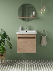 Britton Bathrooms Golden Oak Dalston Vanity Unit with Chrome Mixer Basin 458mm - Image 1 of 6