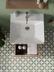 Britton Bathrooms Golden Oak Dalston Vanity Unit with Chrome Mixer Basin 458mm - Image 2 of 6