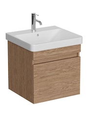 Britton Bathrooms Golden Oak Dalston Vanity Unit with Chrome Mixer Basin 458mm - Image 5 of 6