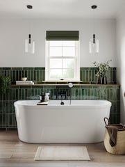 Britton Bathrooms White Matt Black Saturn Bath with Bath Shower Mixer 630 x 1700mm - Image 1 of 3