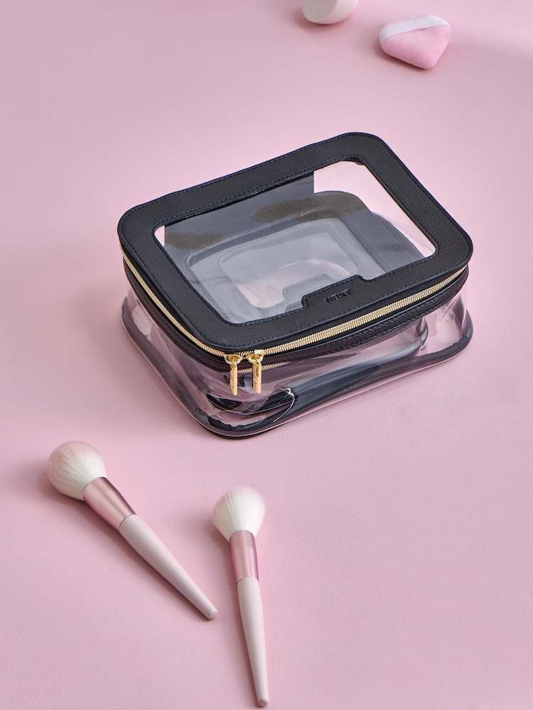 Set of 3 Black Faux Leather Makeup Bag - Image 2 of 5