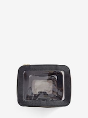 Set of 3 Black Faux Leather Makeup Bag - Image 4 of 5