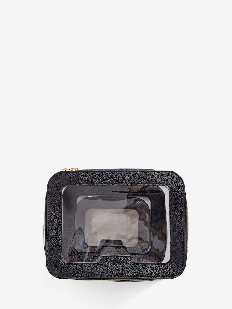 Set of 3 Black Faux Leather Makeup Bag - Image 4 of 4