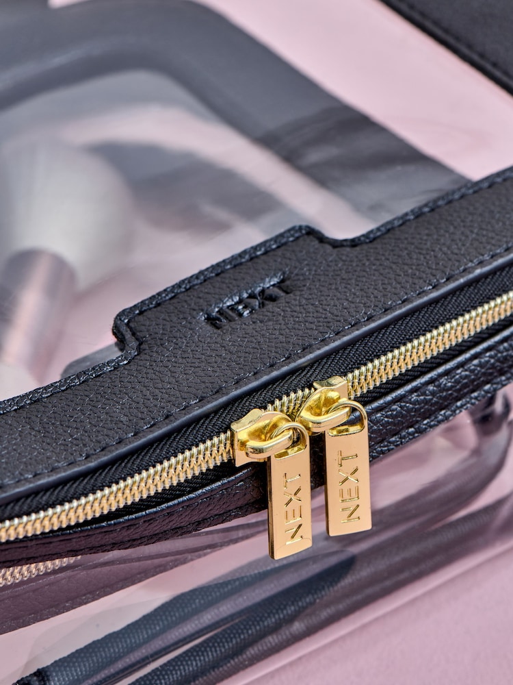 Set of 3 Black Faux Leather Makeup Bag - Image 6 of 6