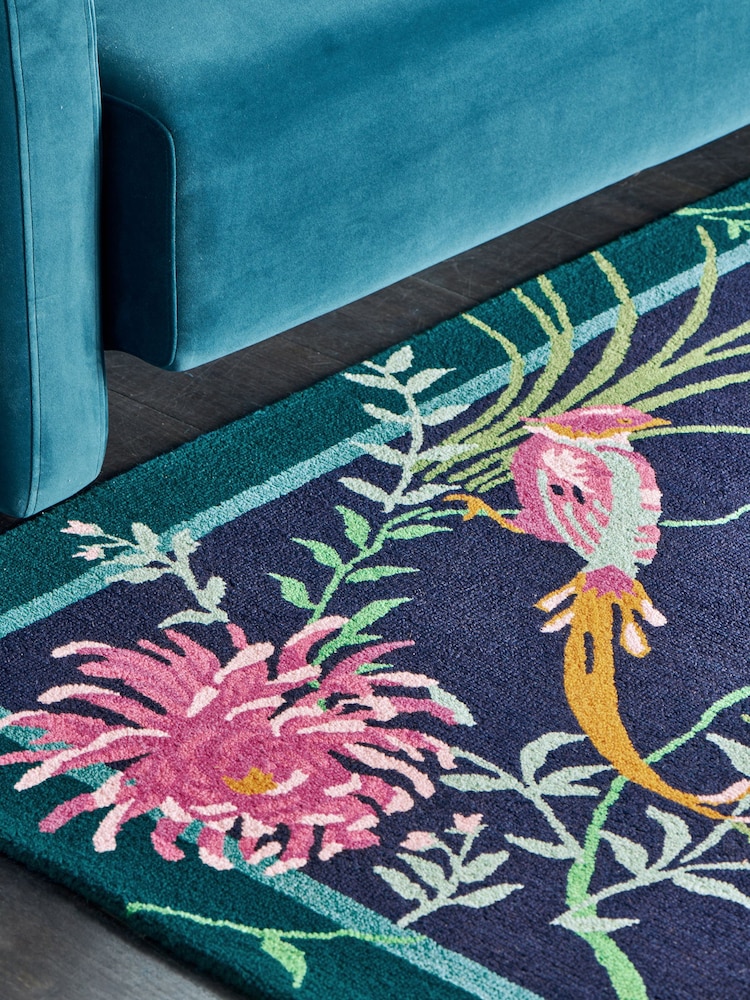 Blue/Pink Emporium Birds Rug - Image 2 of 5