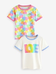 Little Bird by Jools Oliver Pink/Purple Short Sleeve Colourful T-Shirts 2 Pack - Image 1 of 1