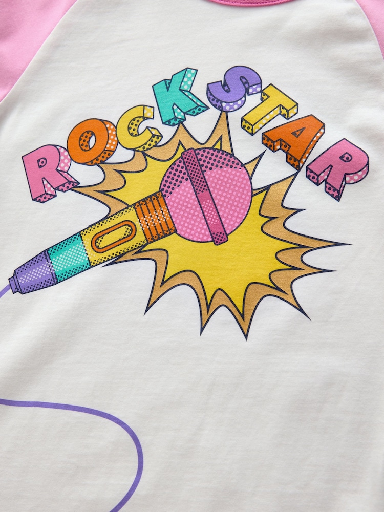 Little Bird by Jools Oliver Pink Rainbow Raglan Short Sleeve T-Shirt - Image 3 of 7