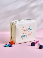 White Faux Leather Slogan Makeup Bag - Image 1 of 3