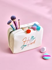 White Faux Leather Slogan Makeup Bag - Image 2 of 3
