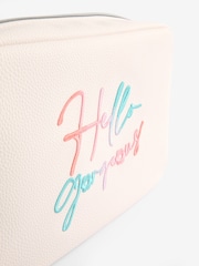 White Faux Leather Slogan Makeup Bag - Image 5 of 8