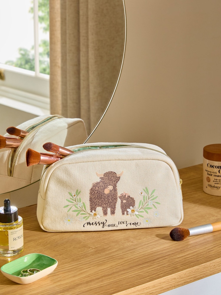 Natural Hamish the Highland Cow Makeup Bag - Image 1 of 4 Natural Hamish the Highland Cow Makeup Bag - Image 1 of 4