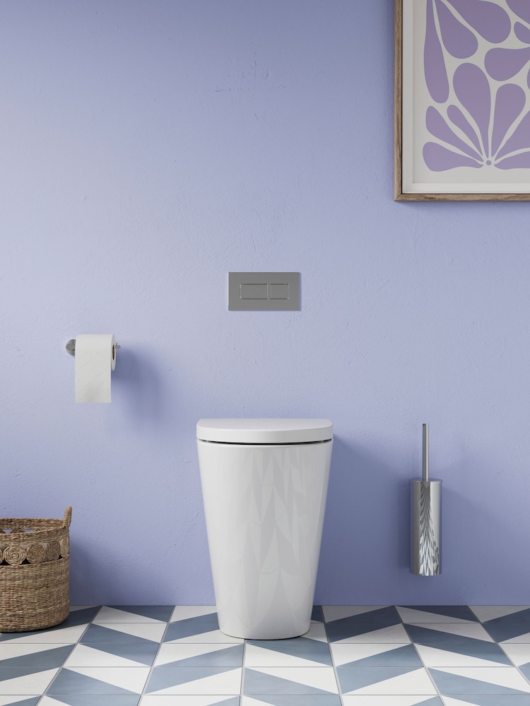 Britton Bathrooms White Sphere Rimless Tall Back to Wall WC Toilet - Image 1 of 5