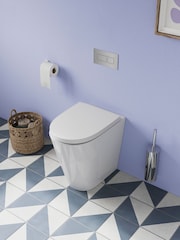 Britton Bathrooms White Sphere Rimless Tall Back to Wall WC Toilet - Image 2 of 5