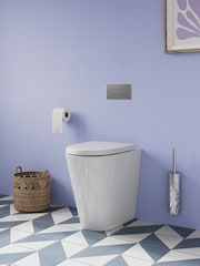 Britton Bathrooms White Sphere Rimless Tall Back to Wall WC Toilet - Image 3 of 5