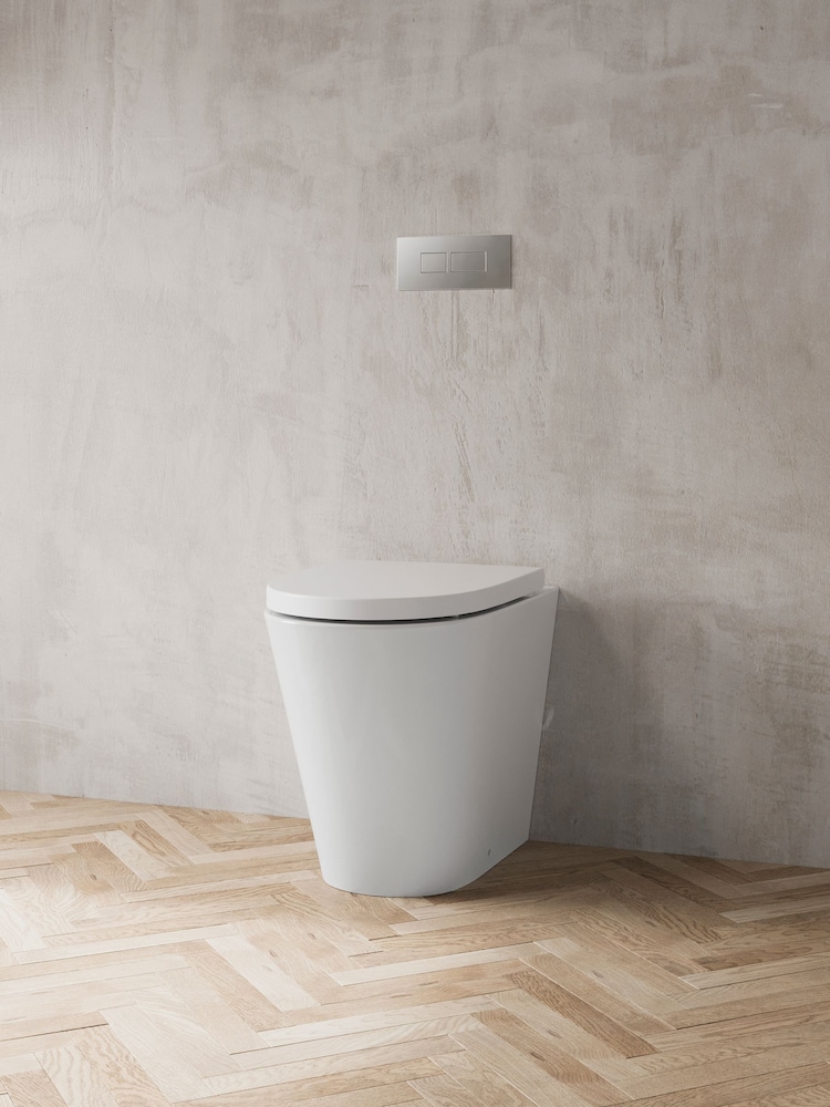Britton Bathrooms White Sphere Rimless Back to Wall WC Toilet - Image 1 of 3