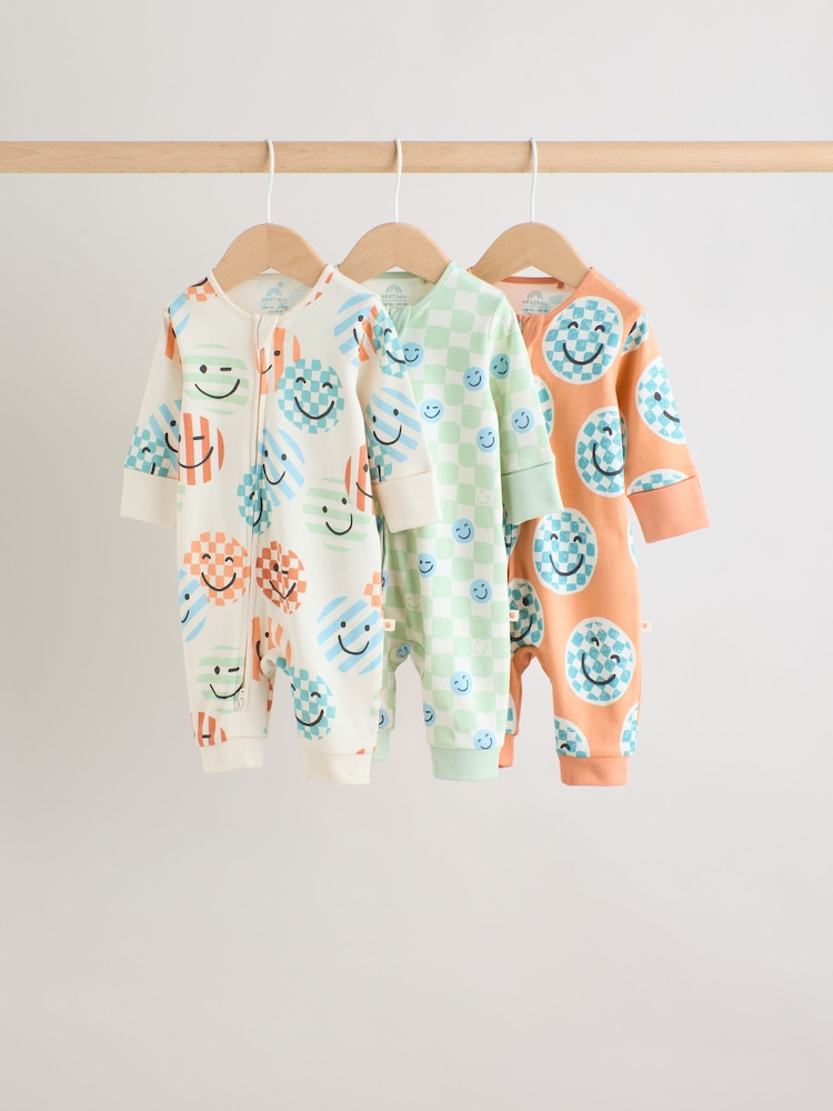 Oranžna - 3 Pack Two Way Zip 100% Cotton Baby Sleepsuits (0mths-3yrs) - Slika 1 iz 12 Oranžna - 3 Pack Two Way Zip 100% Cotton Baby Sleepsuits (0mths-3yrs) - Slika 1 iz 12