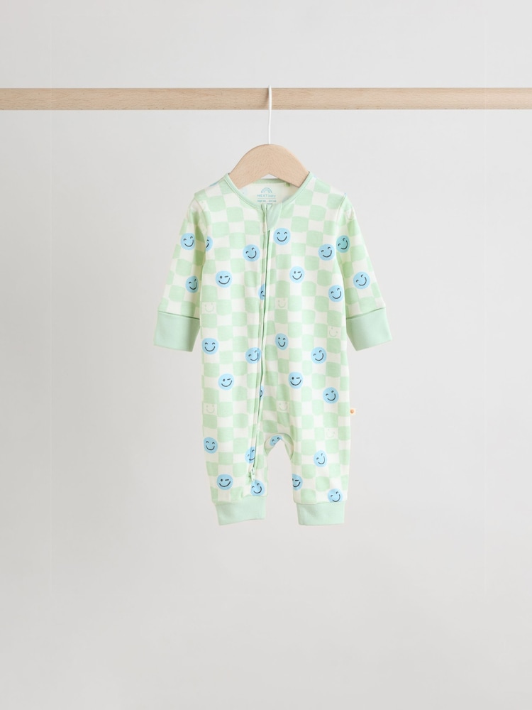 Orange 3 Pack Two Way Zip 100% Cotton Baby Sleepsuits (0mths-3yrs) - Image 3 of 12