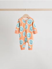 Orange 3 Pack Two Way Zip 100% Cotton Baby Sleepsuits (0mths-3yrs) - Image 4 of 12