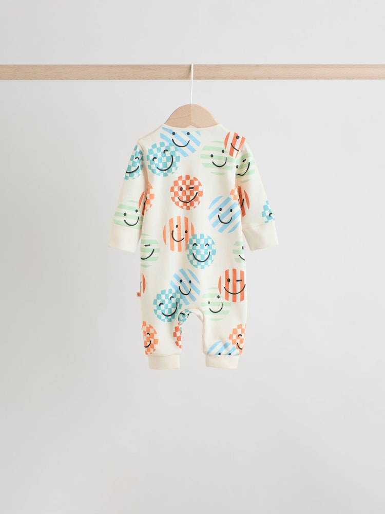 Orange 3 Pack Two Way Zip 100% Cotton Baby Sleepsuits (0mths-3yrs) - Image 6 of 12