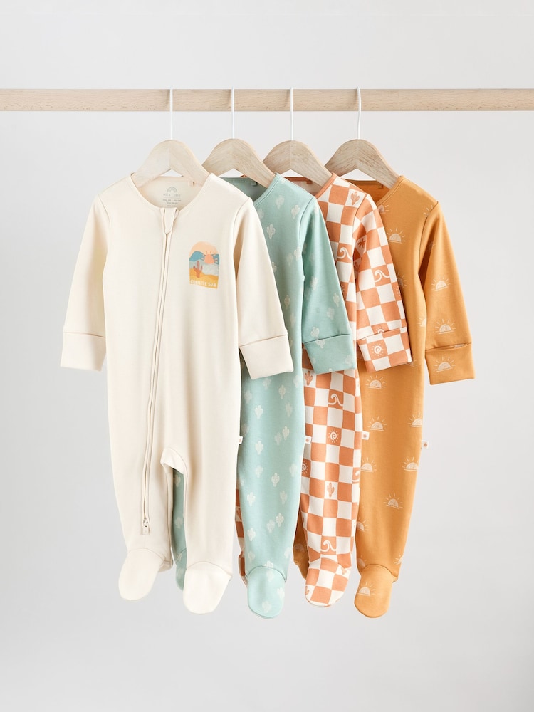Minerali - Baby Two Way Zip 100% Cotton Sleepsuits 4 Pack (0mths-2yrs) - Slika 1 iz 13