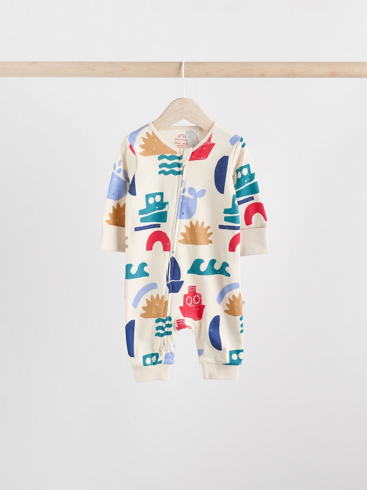 Red/Blue Two Way Zip Baby Sleepsuits 3 Pack (0mths-3yrs) - Image 3 of 12