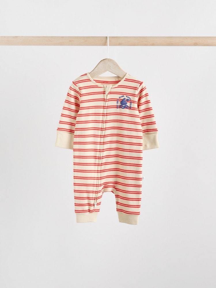 Red/Blue Two Way Zip Baby Sleepsuits 3 Pack (0mths-3yrs) - Image 4 of 12