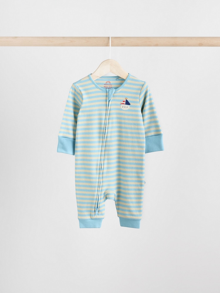 Red/Blue Two Way Zip Baby Sleepsuits 3 Pack (0mths-3yrs) - Image 6 of 12
