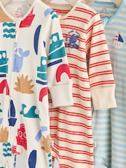 Rouge/Bleu - Combinaisons de nuit à fermeture éclair pour bébés 3 Pack (0mths-3yrs) - Image 7 de 12