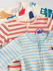 Rouge/Bleu - Combinaisons de nuit à fermeture éclair pour bébés 3 Pack (0mths-3yrs) - Image 8 de 12
