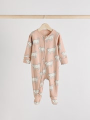 Brown/Cream Two Way Zip Baby Sleepsuits 3 Pack (0mths-2yrs) - Image 4 of 13