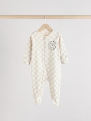 Brown/Cream Two Way Zip Baby Sleepsuits 3 Pack (0mths-2yrs) - Image 6 of 13