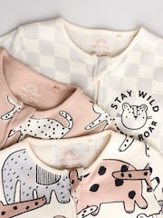Brown/Cream Two Way Zip Baby Sleepsuits 3 Pack (0mths-2yrs) - Image 8 of 13