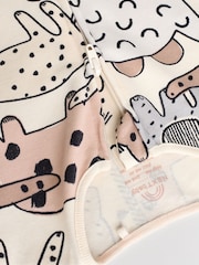 Brown/Cream Two Way Zip Baby Sleepsuits 3 Pack (0mths-2yrs) - Image 9 of 13