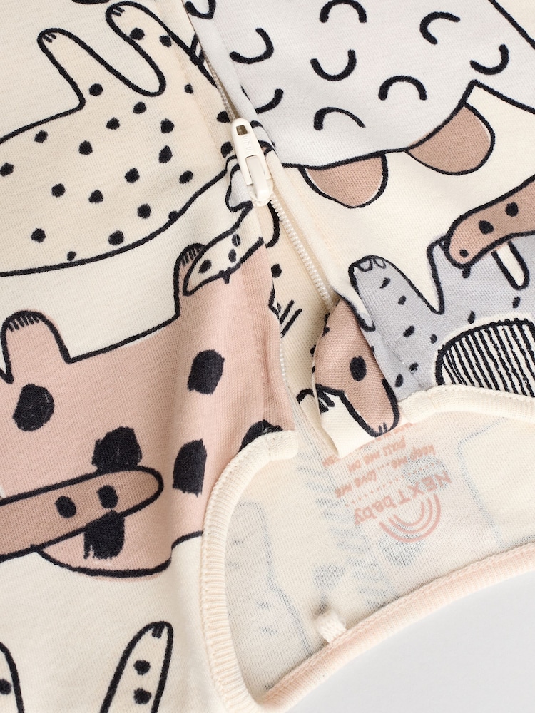 Brown/Cream Two Way Zip Baby Sleepsuits 3 Pack (0mths-2yrs) - Image 9 of 13