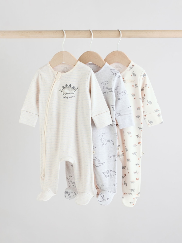 Gris - Dors-bien bébé 100% coton zippés en deux sens 3 Lot (0-2ans) - Image 1 de 10